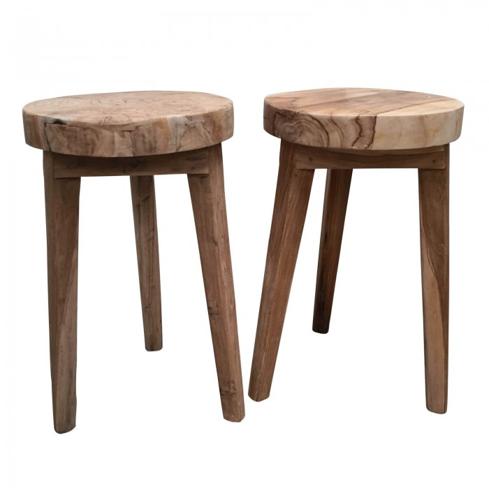 Two Design Lovers natural wood pair of side tables pair