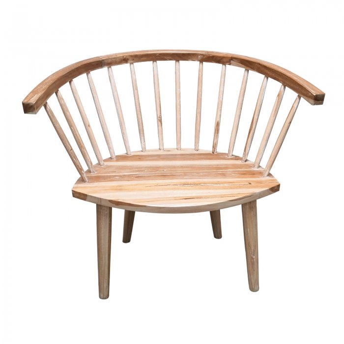 Two Design Lovers natural wood occasional chair with spindle back front view
