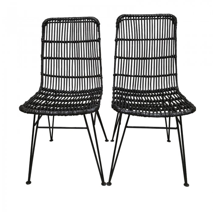 Two Design Lovers Black Cane Dining Chairs Set of 2