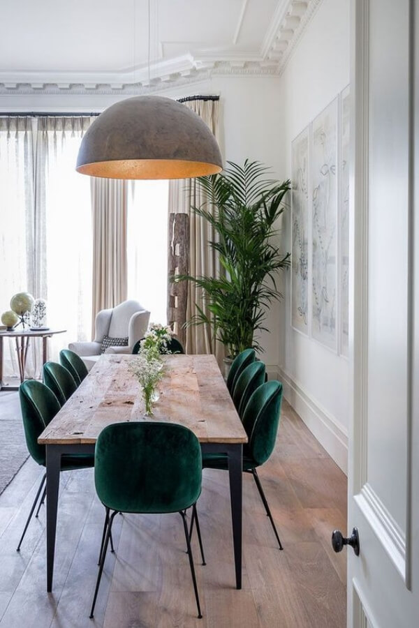 Two Design Lovers blog post casual dining room green chairs