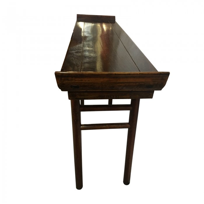 Asian brown console table side view
