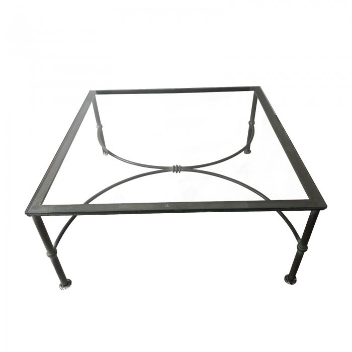 Wrought iron glass topped coffee table front