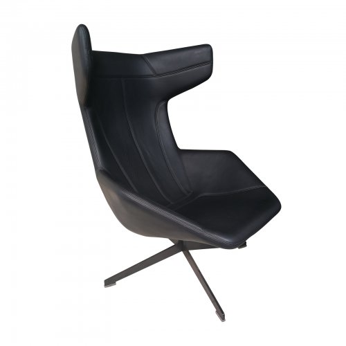 Two Design Lovers Moroso Take a Line for a Walk black swivel chair with footstool