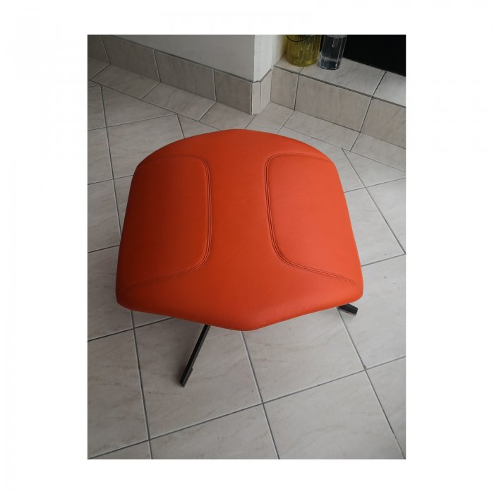 Two Design Lovers Moroso Take a Line for a Walk orange swivel chair with footstool 6