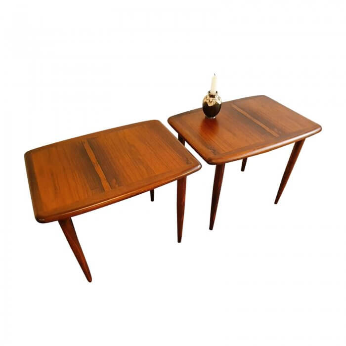 Two Design Lovers Carousel midcentury rosewood side tables