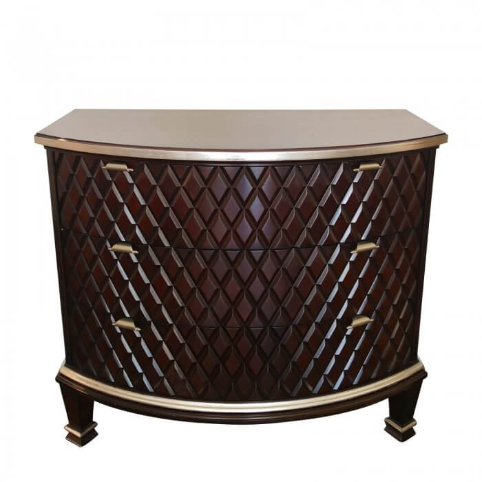 wood commode with quilted effect