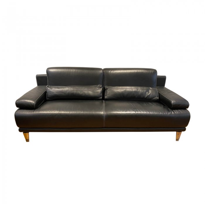 Piquattro black leather sofa 3 seater