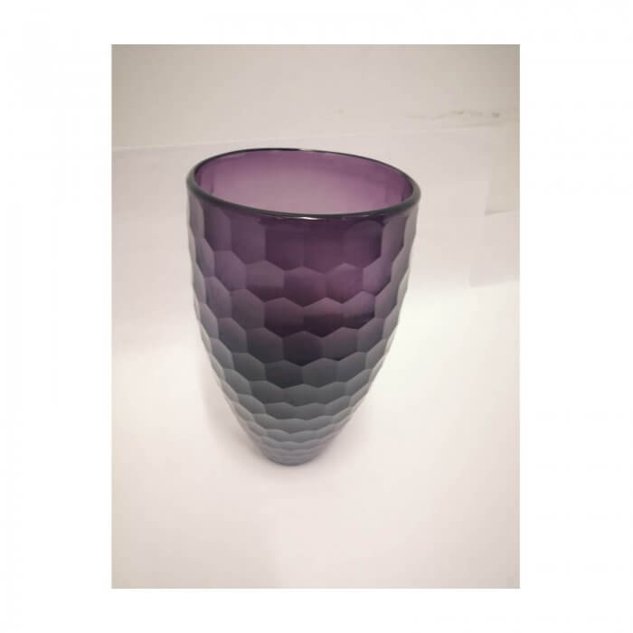 Amethyst Honeycomb Pattern Glass Vase
