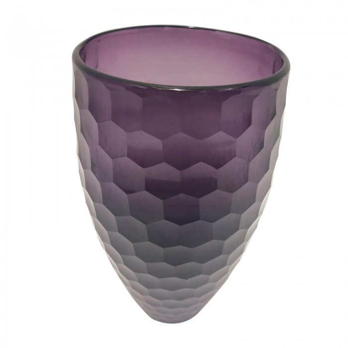 Amethyst Honeycomb Pattern Glass Vase
