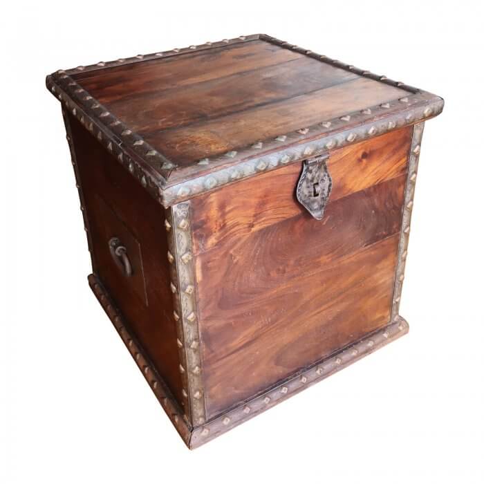 Wood Storage Box with Metal Edge