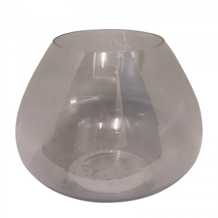 handblown grey glass hurricane lantern