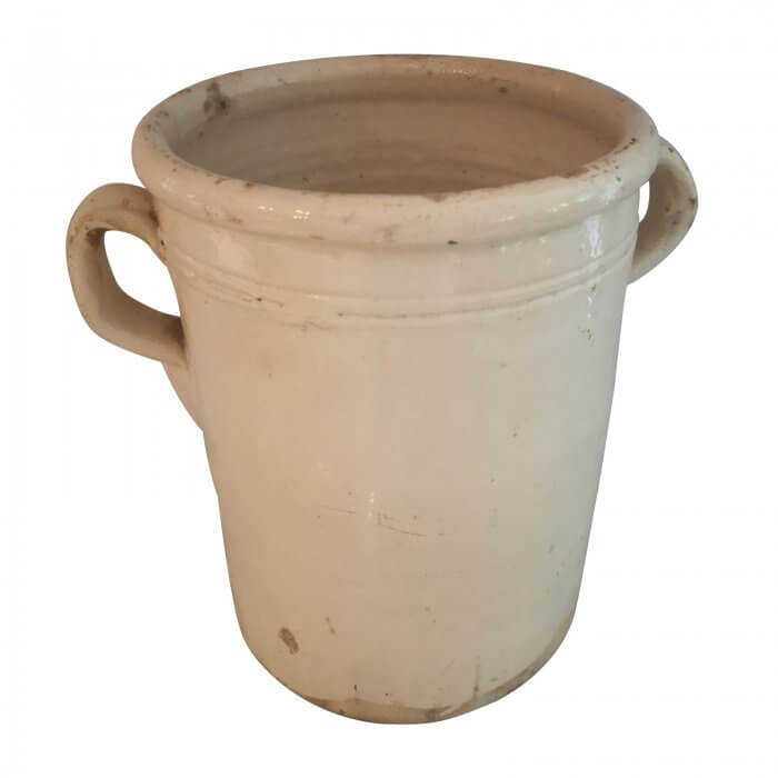 French 19th Century Jar with Handles, Glazed Ceramic