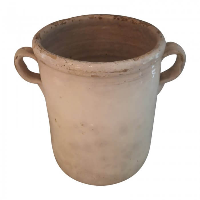 French 19th Century Jar with Handles, Glazed Ceramic