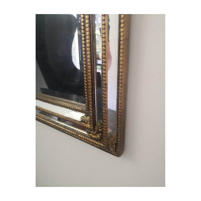 Antique gold bead edged mirror