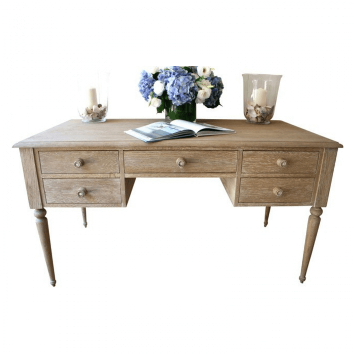 Two Design Lovers Large Rustic Coast oak desk with weathered oak finish