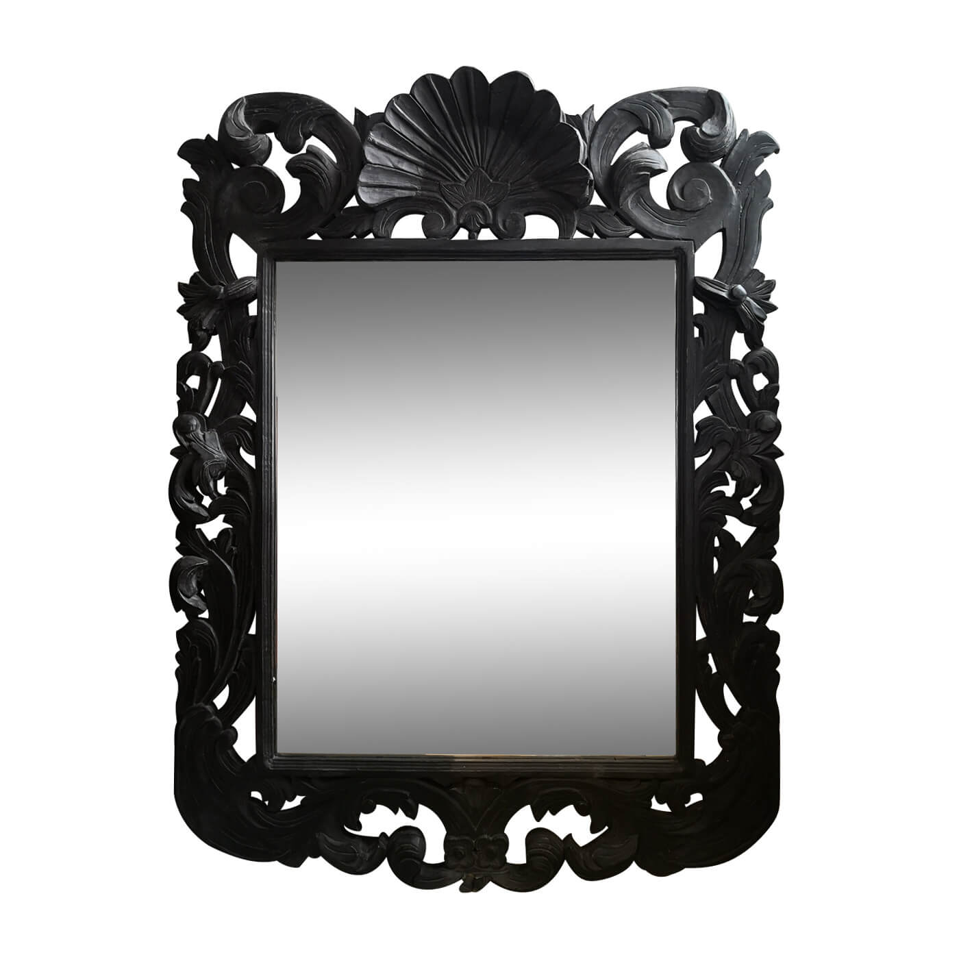 Mirror with ornate carved wood frame