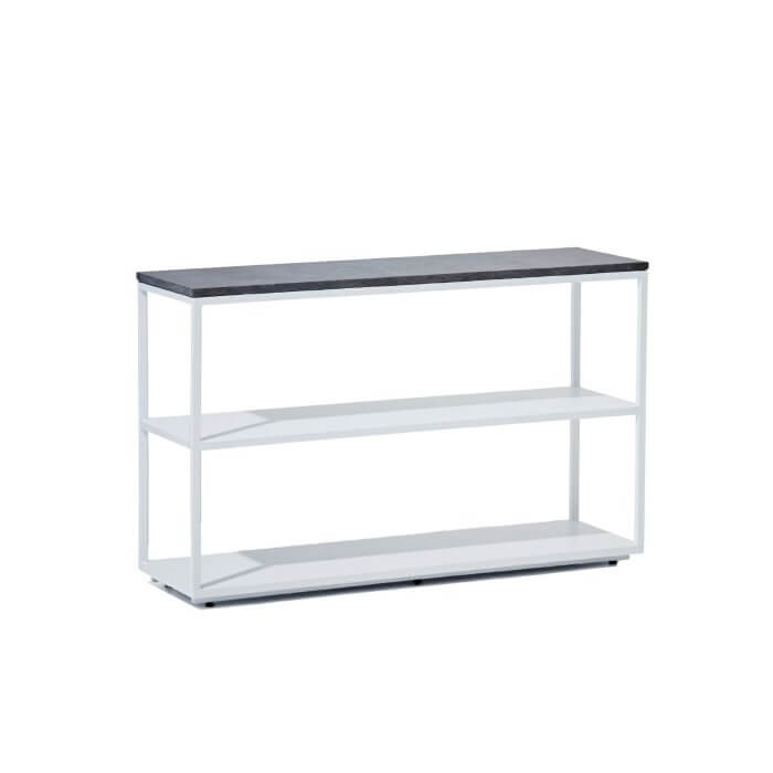 Reddie Furniture Suzy shelf unit white with stone top, on sale on Two Design Lovers