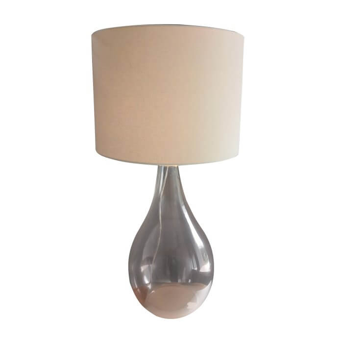Glass base lamp with cream shade