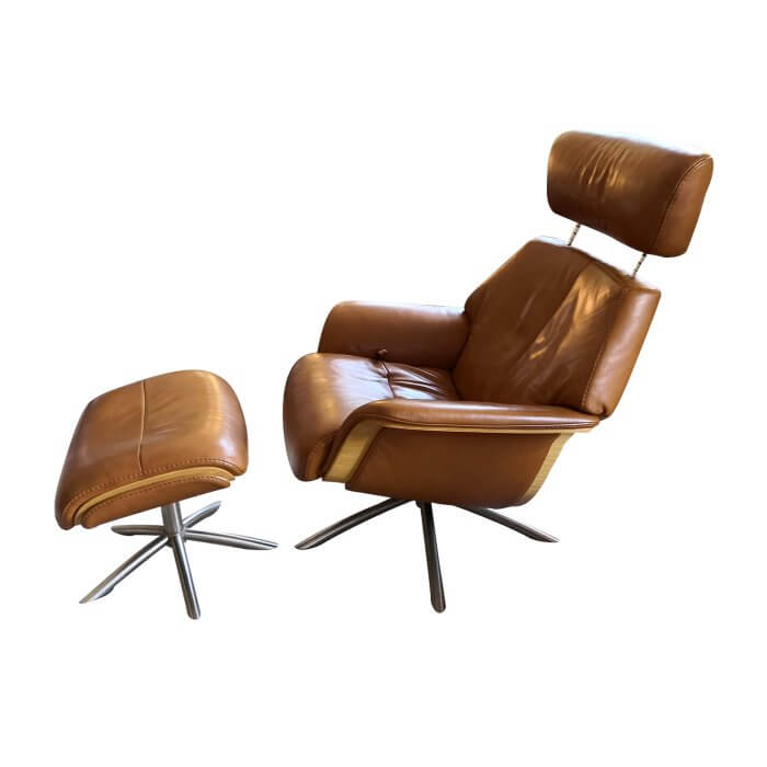 IMG Norway leather recliner and footstool