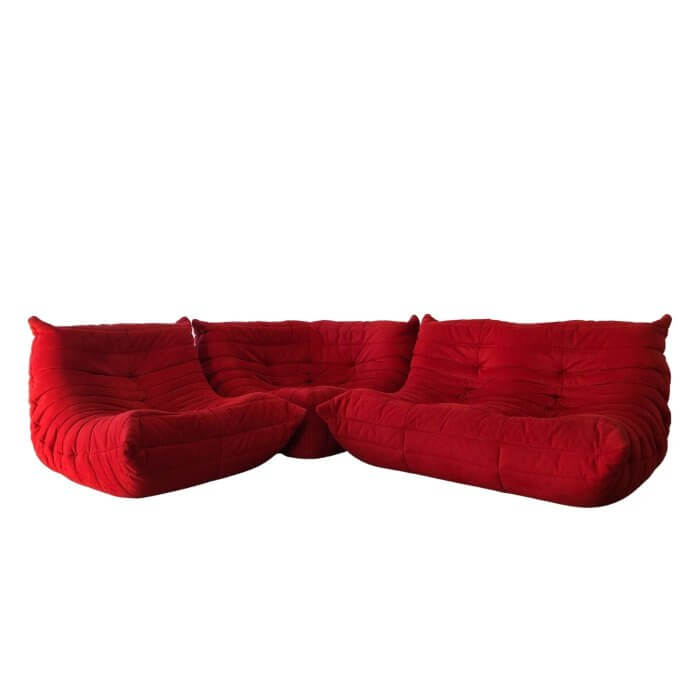 Togo Sofa by Ligne Roset in Angel red alcantara