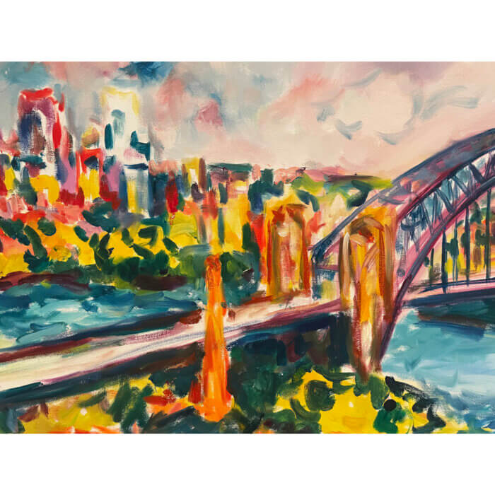 Ramie Leahy Sydney Harbour Bridge oil painting