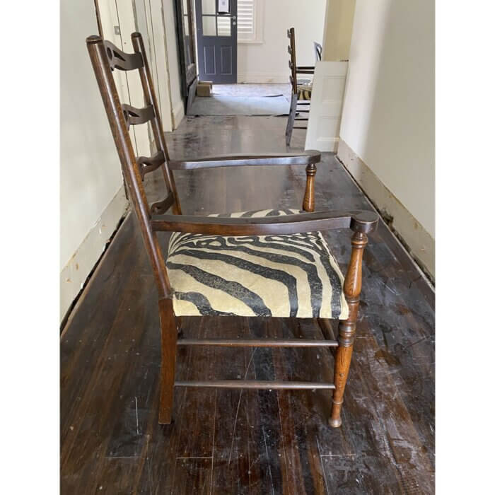 Antique chairs with zebra seat