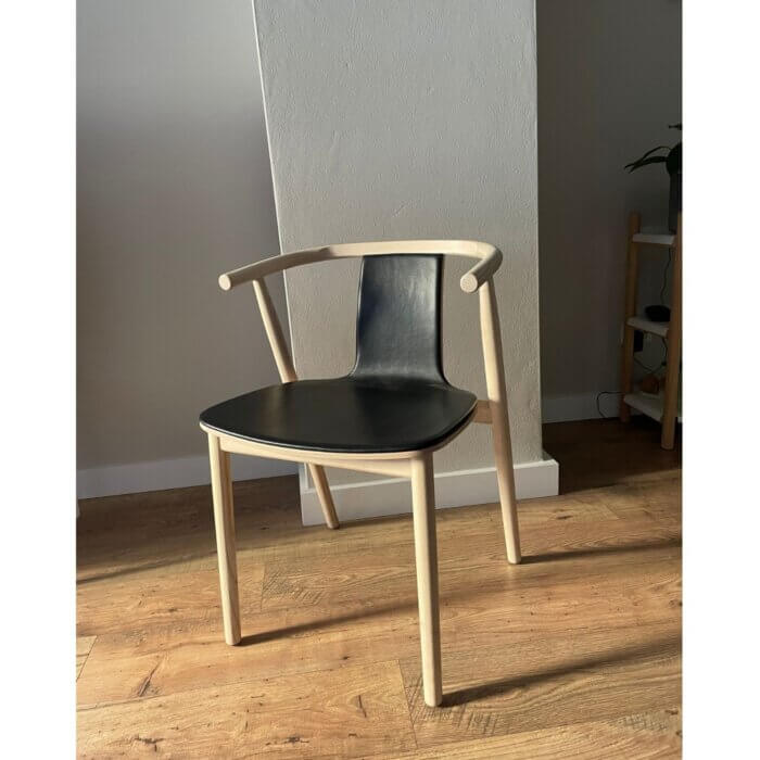 Cappellini BAC 3 chair by Jasper Morrison with black leather seat