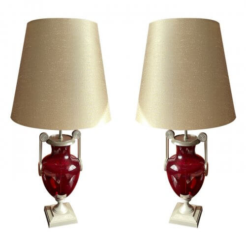 Cavit & Co Red Glass Empire style lamp