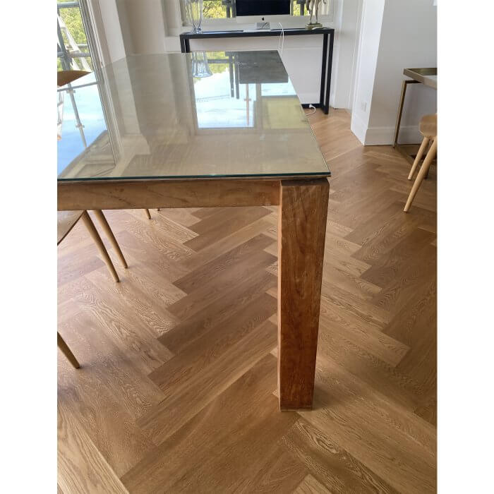 Two-Design-Lovers-MCM-Wooden-Table-with-glass-top