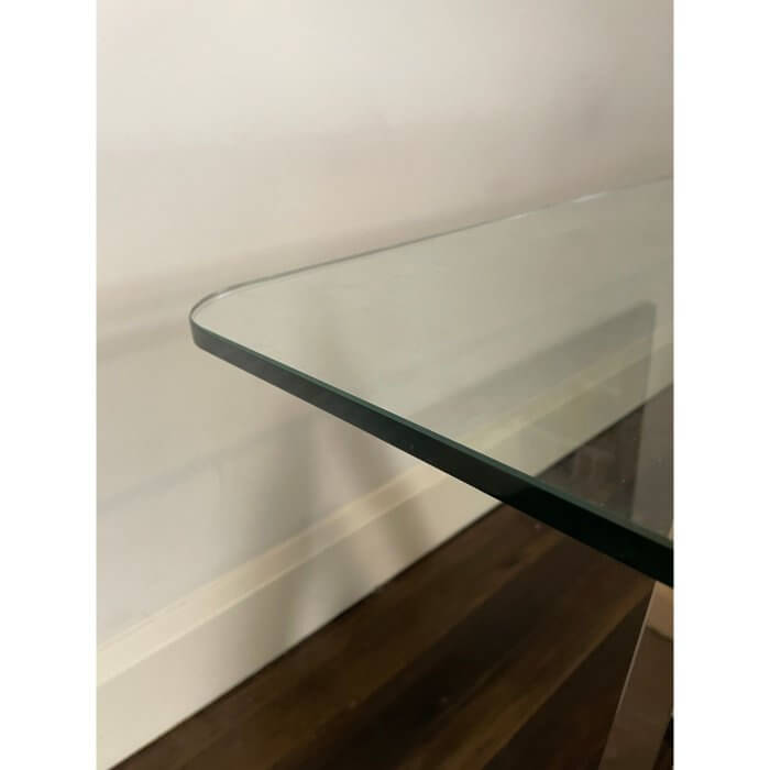 Chrome Trestle Table with Glass Top