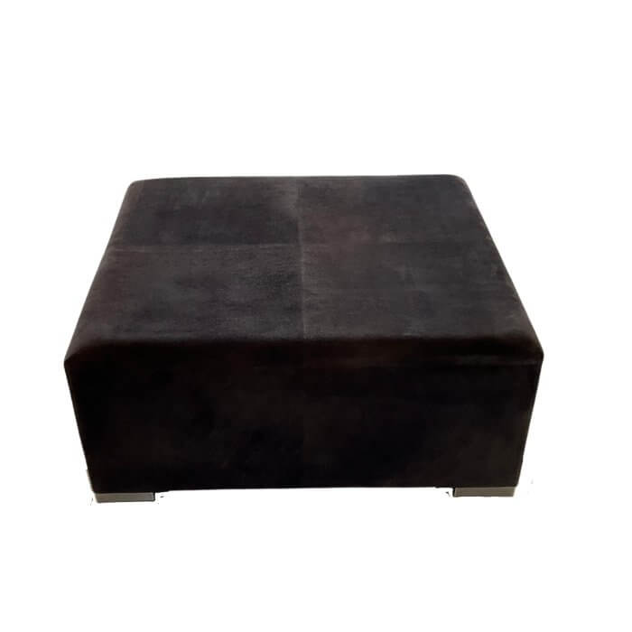 Custom brown suede leather ottoman