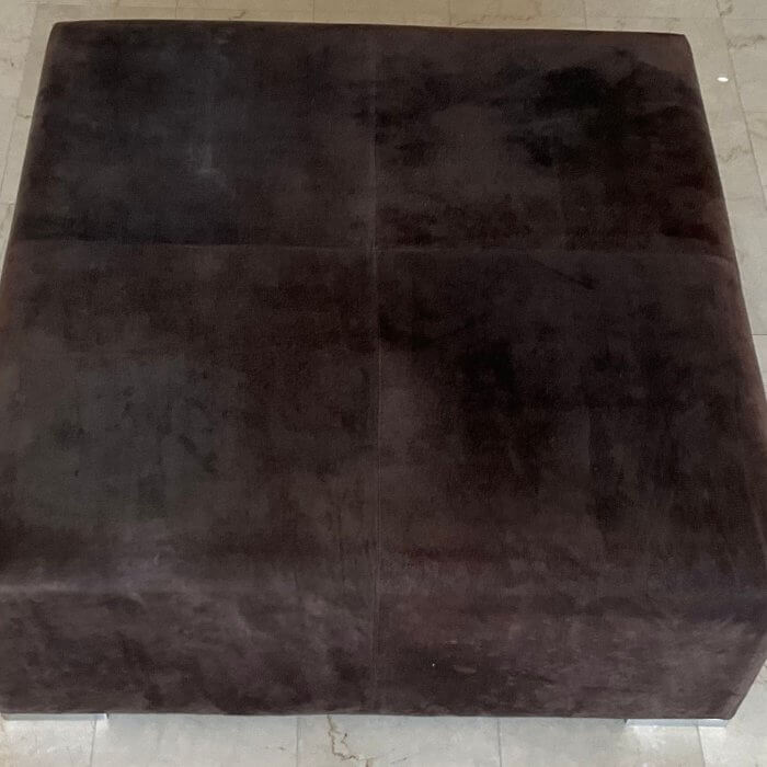 Custom brown suede leather ottoman