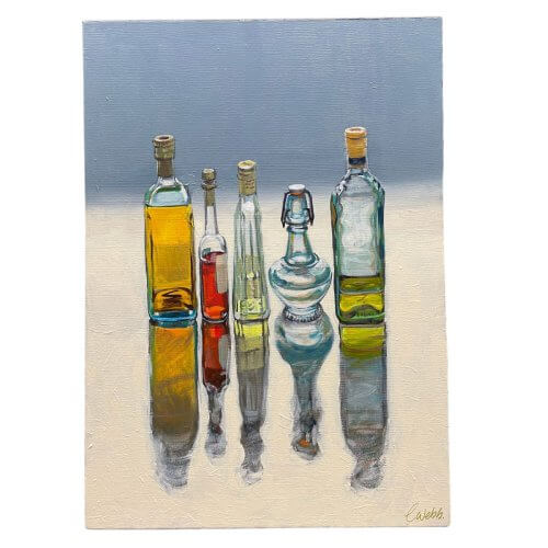 Christine Webb, 5 Bottles, acrylic